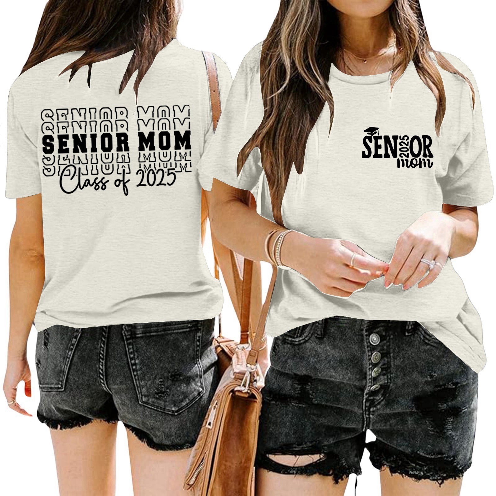 thumbnail image 2 of Camiseta de graduación para madres mayores - Promoción de 2025, poliéster-algodón, tallas S-XXL, manga corta, estampado divertido, 2 of 4